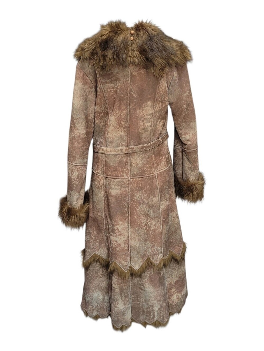 Rare Vintage Wilson Leather Genuine Leather Faux Fur Coat Boho W/Hood Size S - Picture 2 of 15